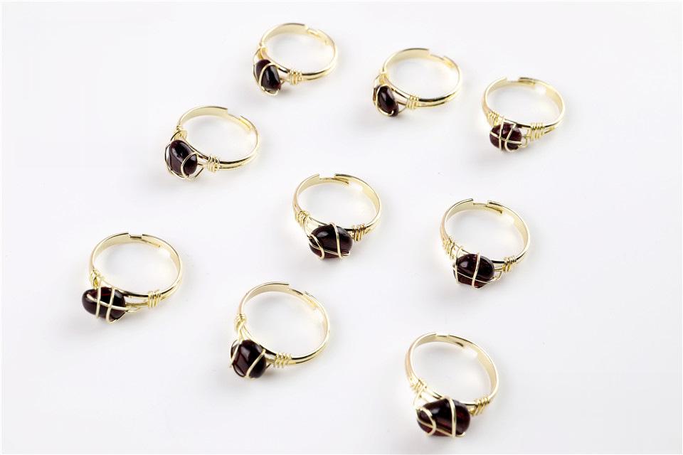 Wire Wrapped Rough Crystal Cooper Rings