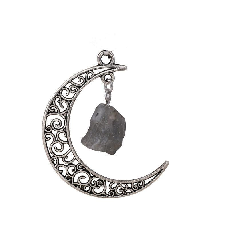 Gothic Rough Crystal Antique Moon Pendants for Necklace