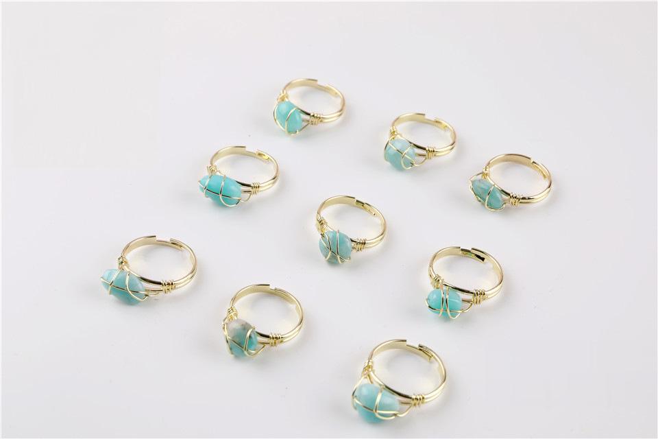Wire Wrapped Rough Crystal Cooper Rings