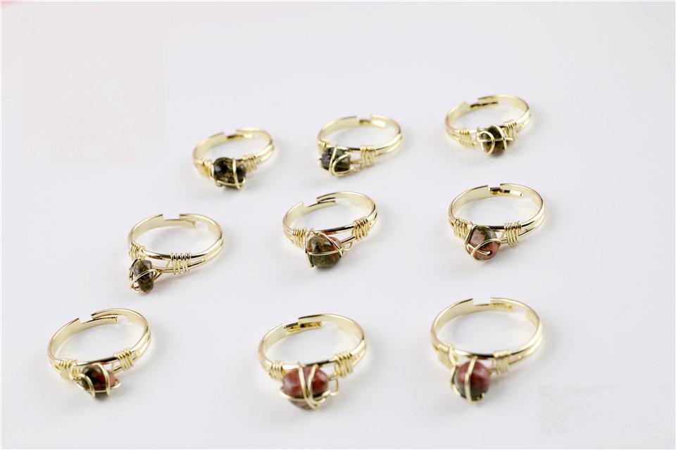 Wire Wrapped Rough Crystal Cooper Rings