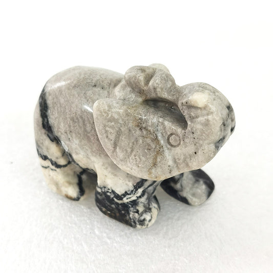 Black Net Stone Elephant 2 Inch