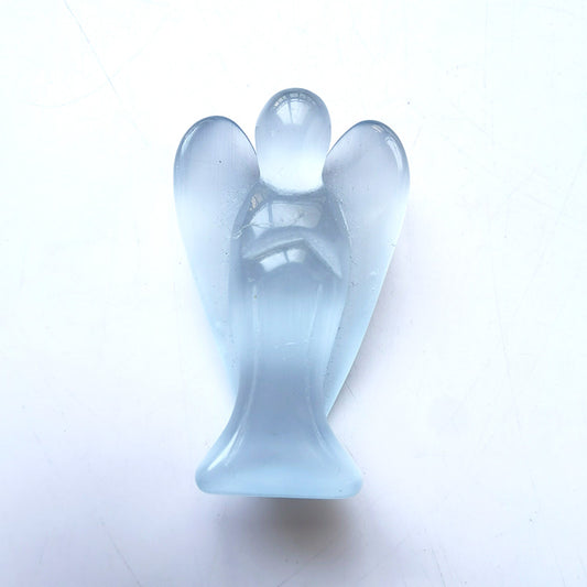 White Cat Eye Stone Angel 3 Inch