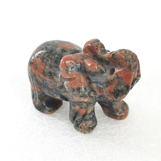 Red Larvikite Elephant 2 Inch