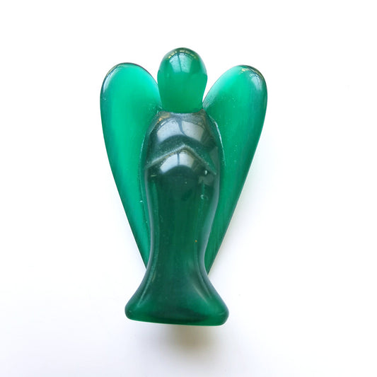 Dark Green Cat Eye Stone Angel 3 Inch