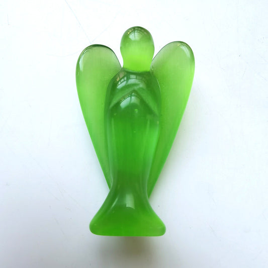 Light Green Cat Eye Stone Angel 3 Inch