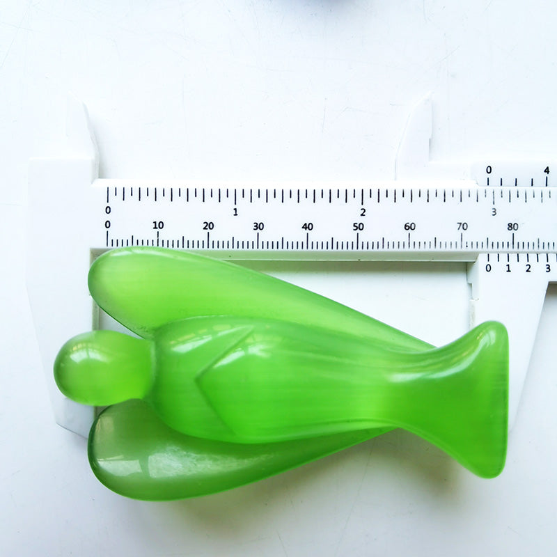 Light Green Cat Eye Stone Angel 3 Inch