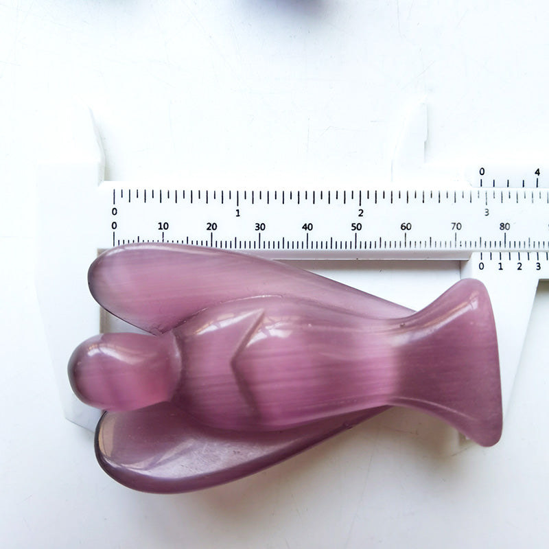 Purple Cat Eye Stone Angel 3 Inch