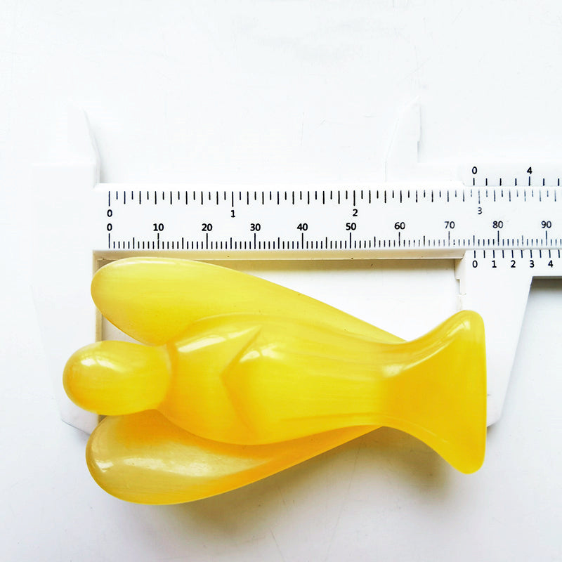 Yellow Cat Eye Stone Angel 3 Inch