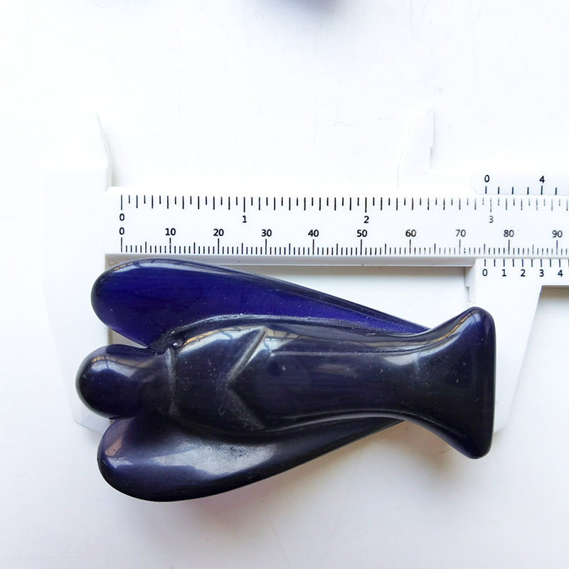 Dark Blue Cat Eye Stone Angel 3 Inch