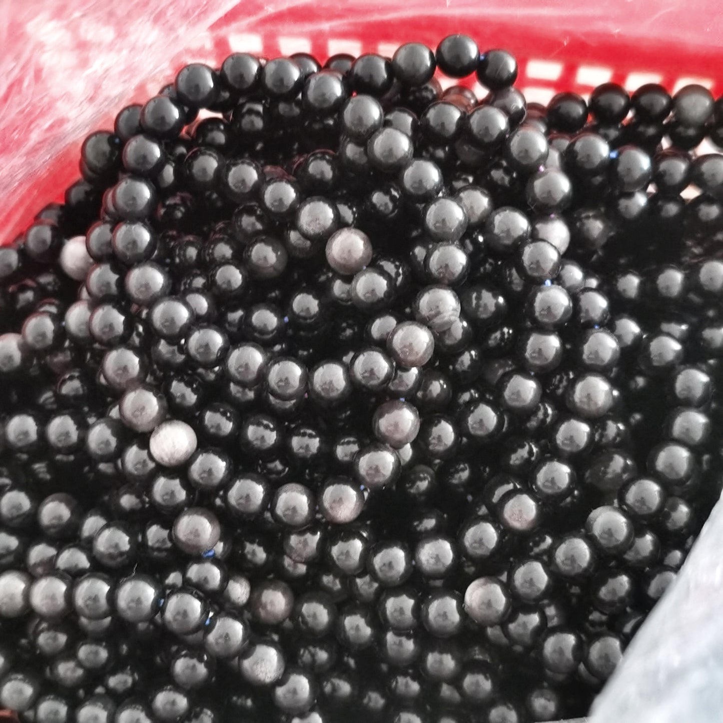 Silver Obsidian Bead Bracelets