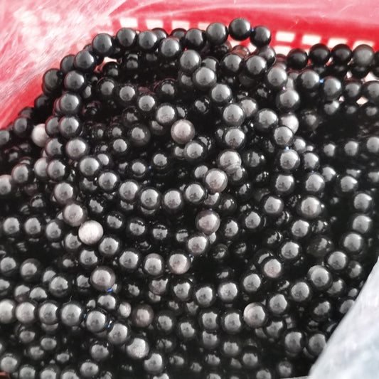 Silver Obsidian Bead Bracelets