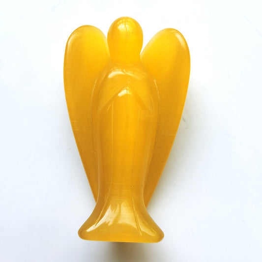 Yellow Cat Eye Stone Angel 4 Inch