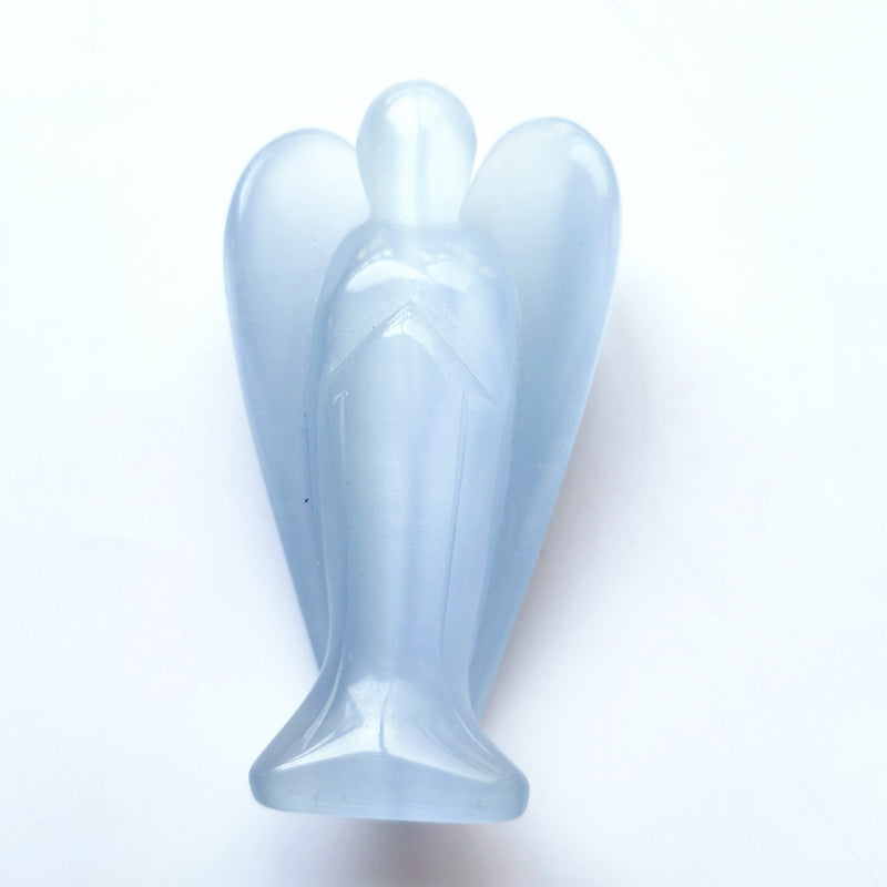 White Cat Eye Stone Angel 4 Inch