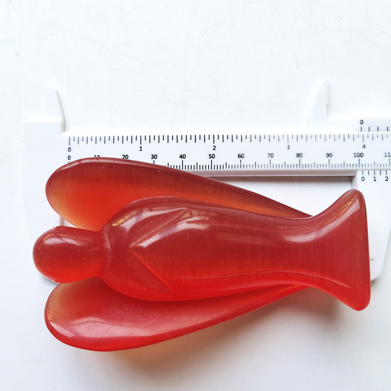 Red Cat Eye Stone Angel 4 Inch